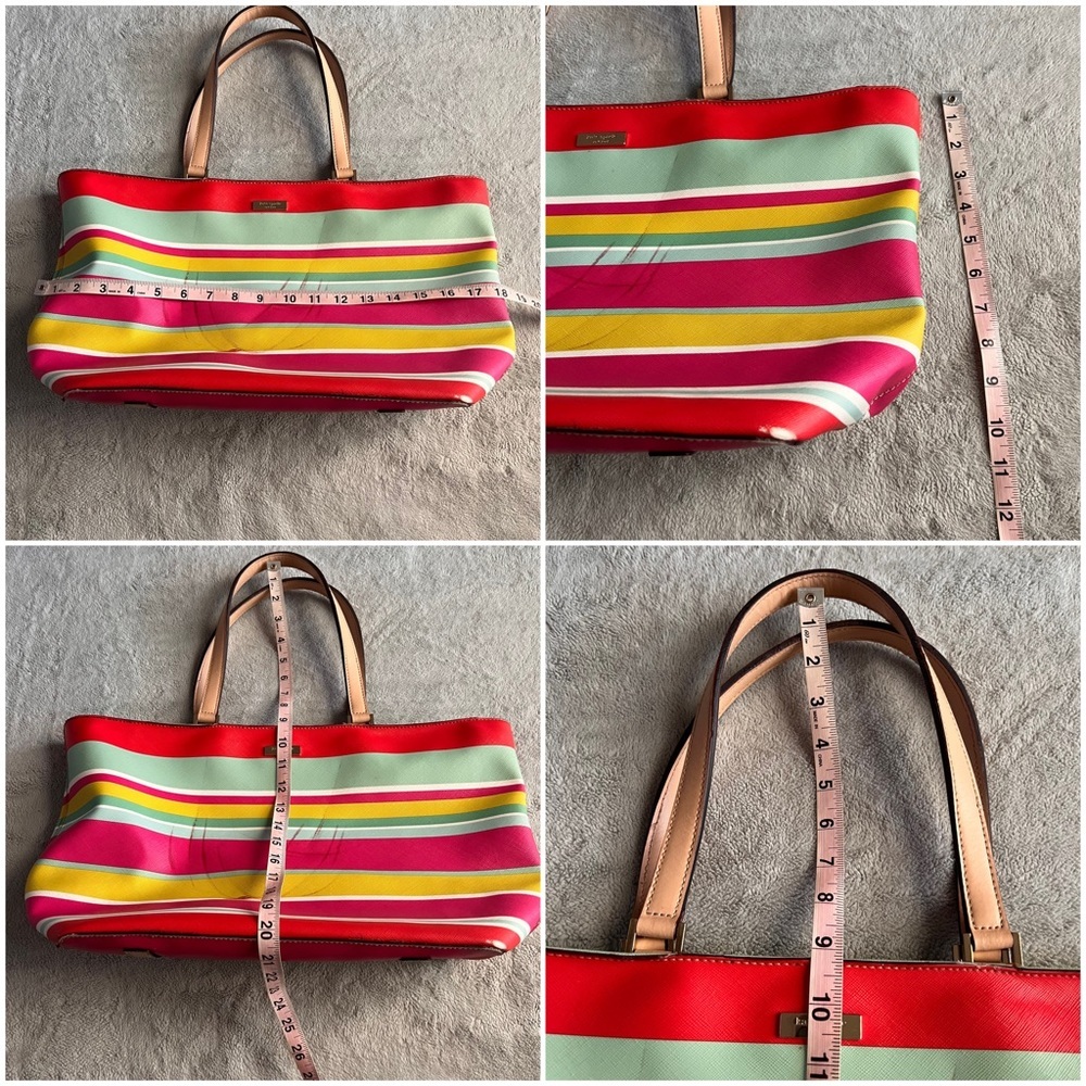 Kate Spade Grant Street Jules Tote Beach Stripe Grainy Vinyl Leather Bag Purse - Picture 17 of 17